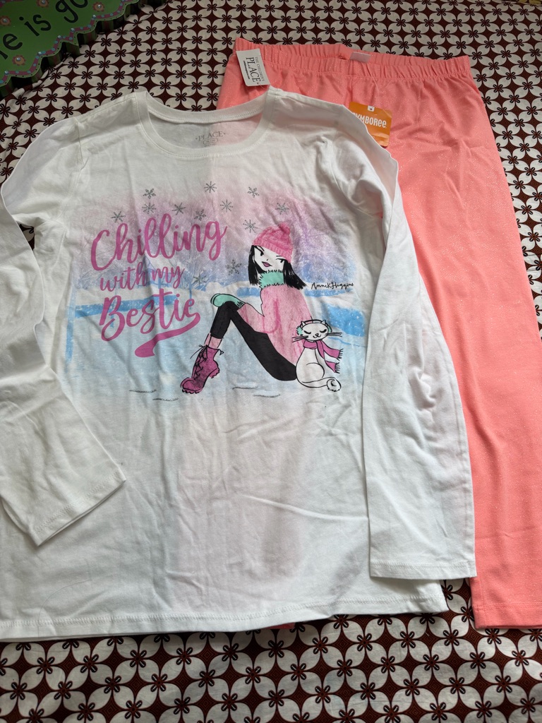 White Top And Leggings Girl Xl New